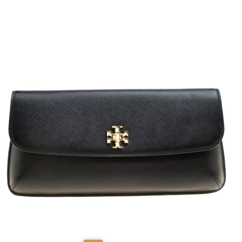 Tory Burch Diana Flap Clutch Bag Black